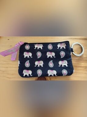 Vera Bradley Key & Card Holder Pink Elephant Pattern